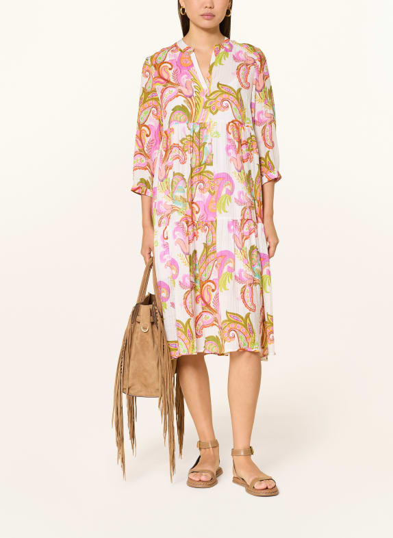 TONNO & PANNA Šaty s 3/4 rukávem KRÉMOVÁ / RŮŽOVÁ / SVĚTLE ZELENÁ