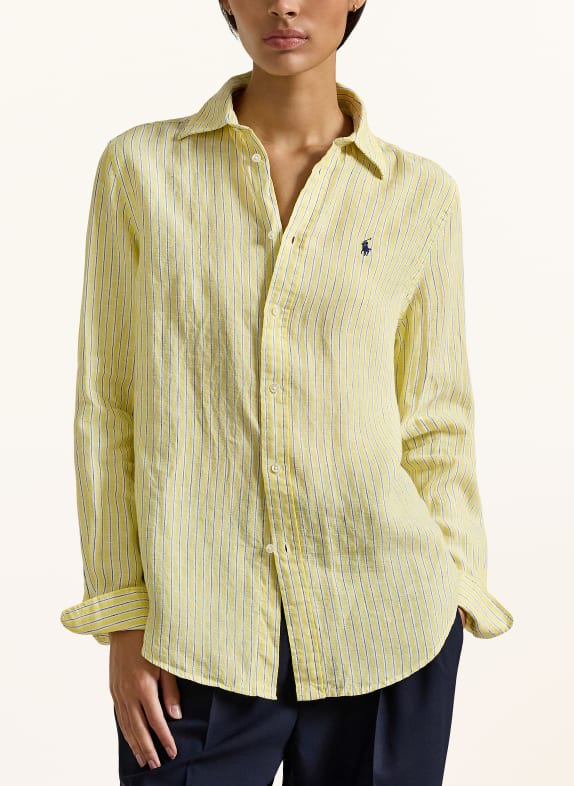 POLO RALPH LAUREN Linnen overhemdblouse GEEL / BLAUW / WIT