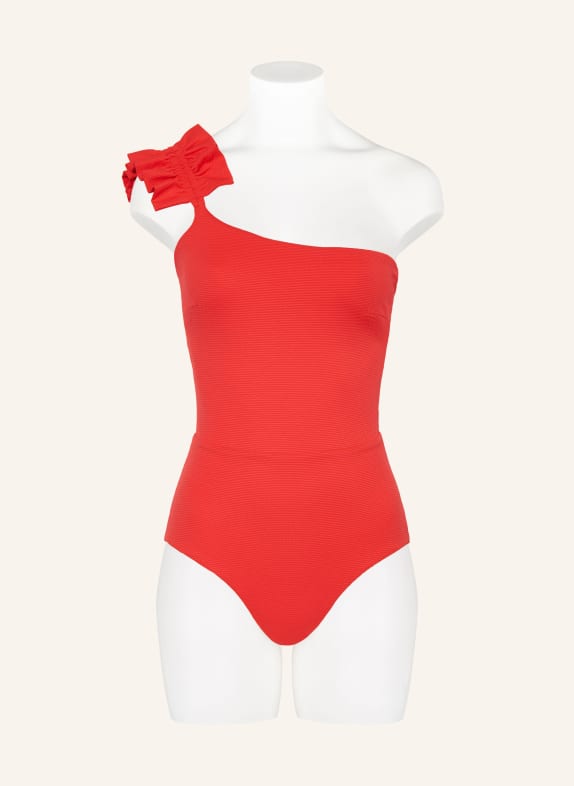 MYMARINI One-shoulder badpak SWIMSUIT NO. 3 met UV-bescherming 50+ ROOD