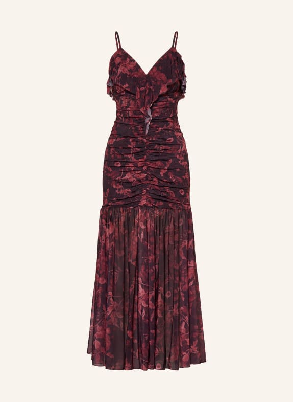 ESTHÉ Kleid mit Rüschen SCHWARZ / DUNKELROT