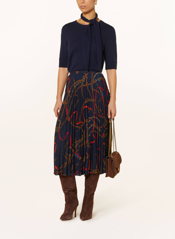 LAUREN RALPH LAUREN plissé rok DONKERBLAUW / BRUIN / ROOD