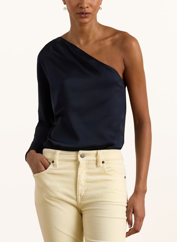 LAUREN RALPH LAUREN One-shoulder blouse van satijn DONKERBLAUW