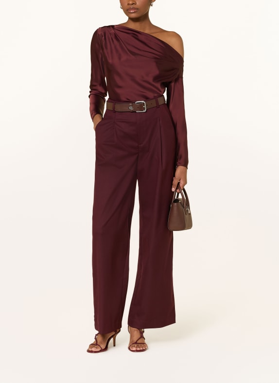 LAUREN RALPH LAUREN One-shoulder blouse van satijn DONKERROOD