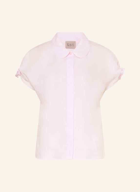 ÉMANOU Lněná halenka DARIA s volánky SVĚTLE RŮŽOVÁ