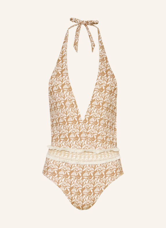 watercult Plavky s vázáním za krkem COASTAL BOHEMIA BÉŽOVÁ / KRÉMOVÁ