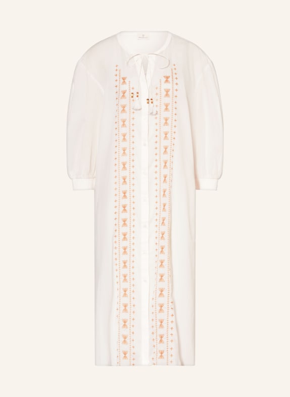 watercult Sukienka plażowa COASTAL BOHEMIA z haftami ECRU / JASNOBRĄZOWY