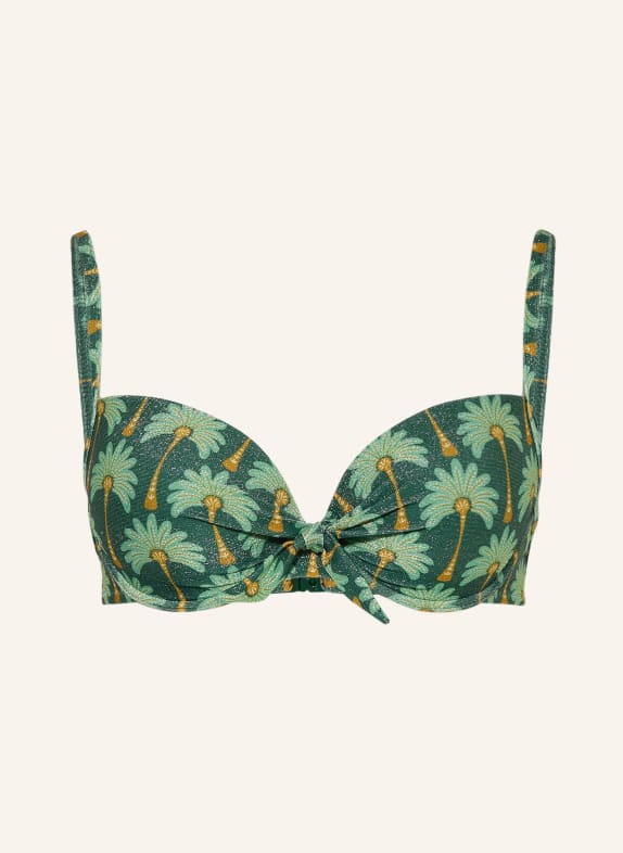 watercult Bikini top TROPICAL MUSE s kosticemi a třpytivou nití ZELENÁ / TMAVĚ ŽLUTÁ / MÁTOVÁ