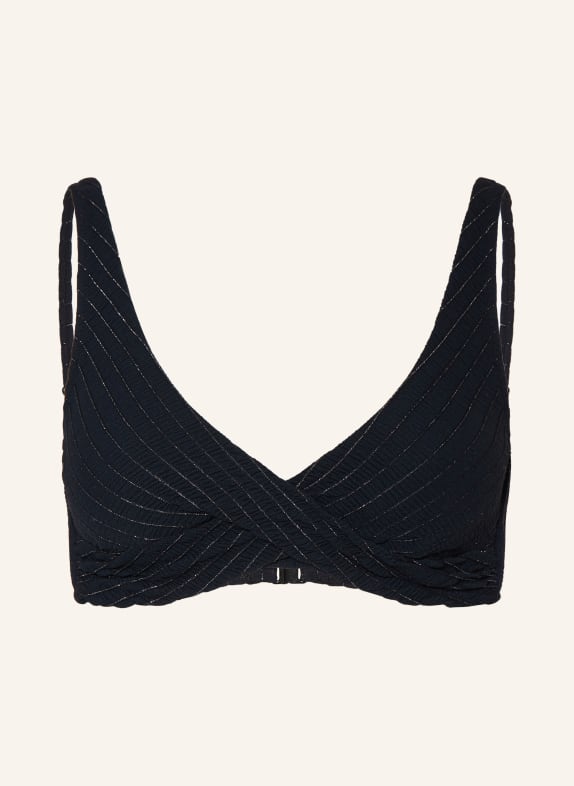 watercult AFTERLIGHT bustier bikini top with glitter thread BLACK / SILVER