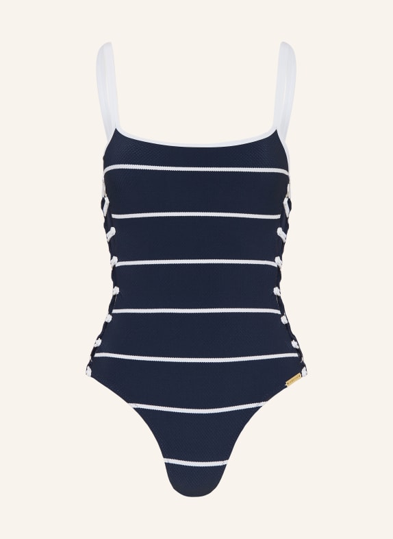 watercult Badeanzug COASTAL LINES DUNKELBLAU / WEISS