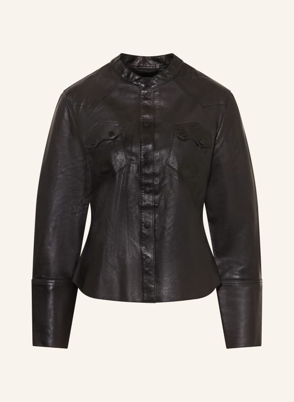 ALLSAINTS Lederbluse SCHWARZ