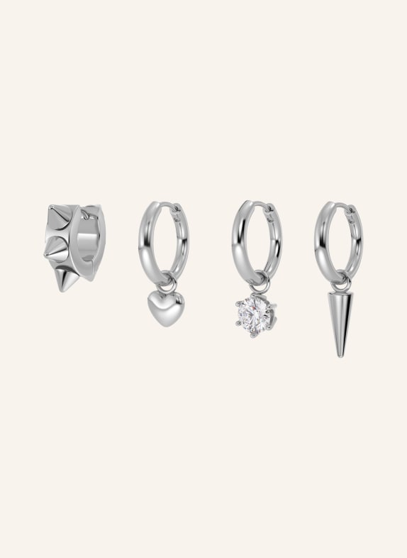 EDBLAD Set of 4 hoop earrings PEAK ONE HEART SILVER