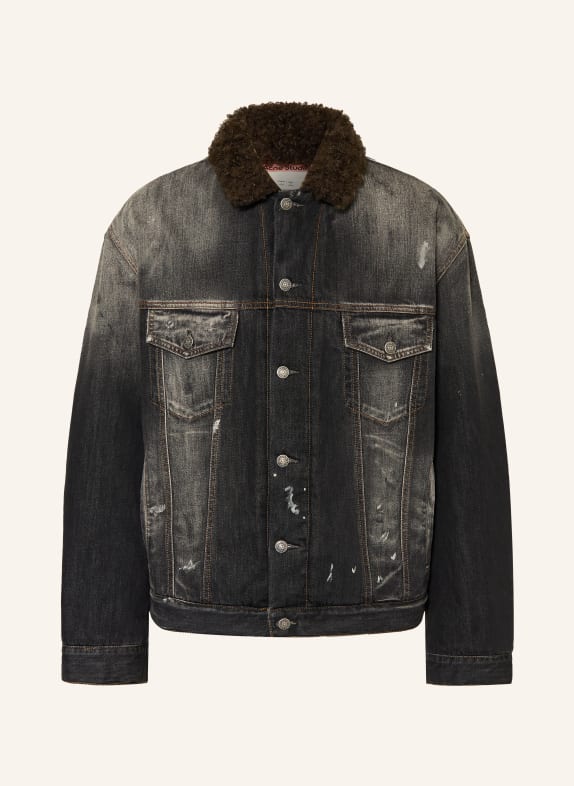 Acne Studios Denim jacket with faux fur DARK GRAY / PINK / KHAKI
