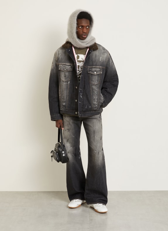 Acne Studios Jeansjakke med kunstpels MØRKEGRÅ / ROSA / KHAKI