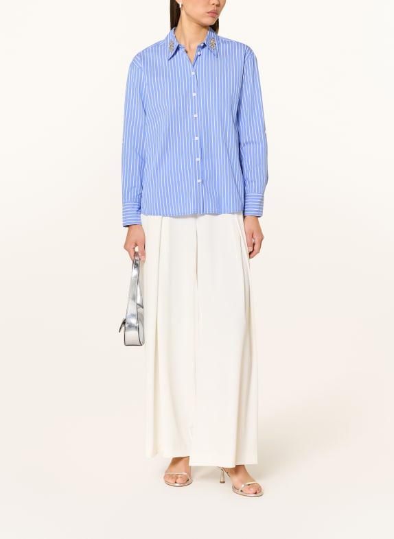comma Overhemdblouse met sierstenen LICHTBLAUW