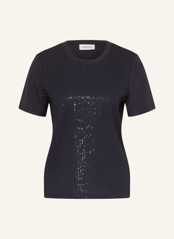 comma T-shirt à paillettes BLEU FONCÉ