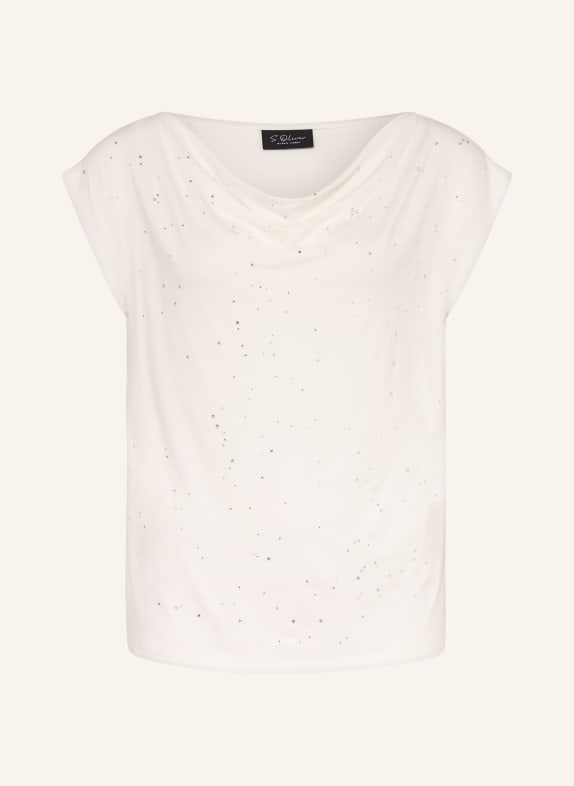 s.Oliver BLACK LABEL Top mit Schmucksteinen WEISS