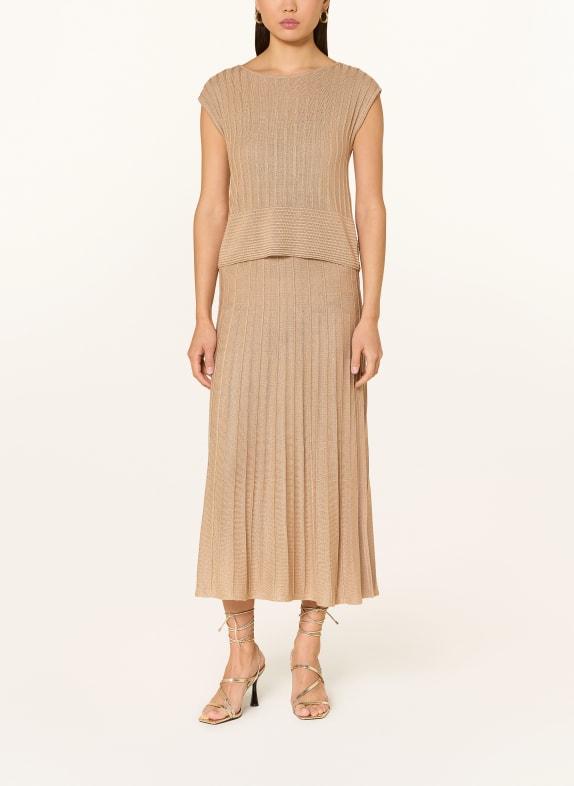 s.Oliver BLACK LABEL Strickkleid mit Glitzergarn HELLBRAUN