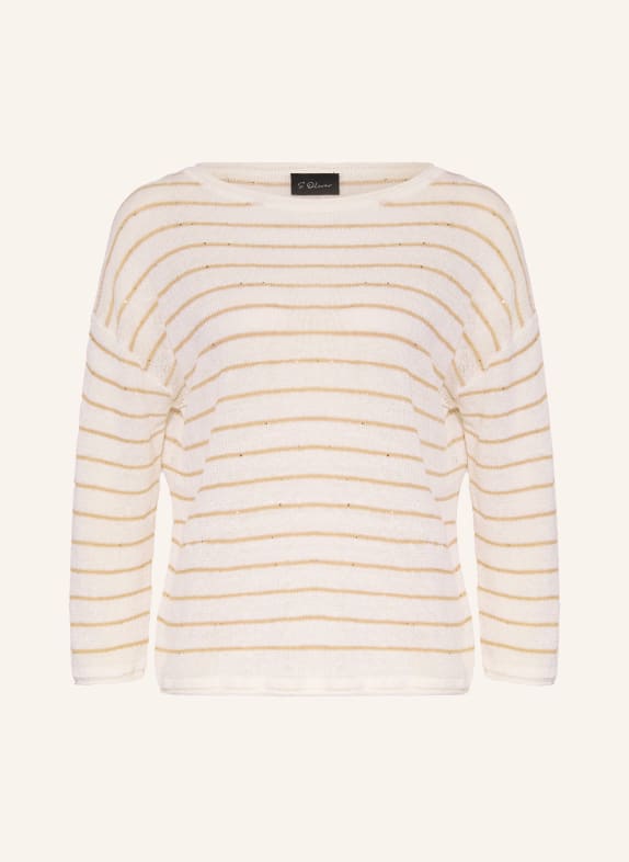 s.Oliver BLACK LABEL Pullover mit Leinen und Pailletten CREME / HELLBRAUN