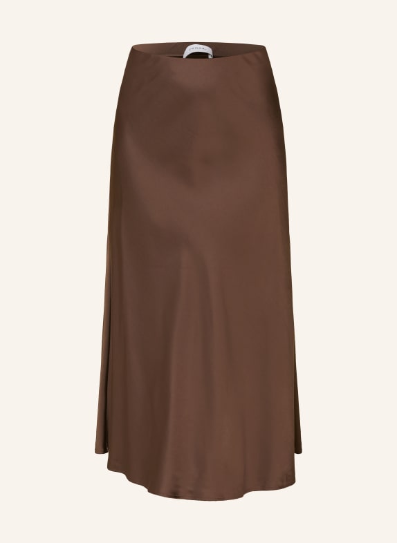 comma satin skirt DARK BROWN