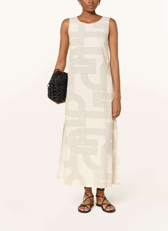 comma Kleid mit Leinen ECRU / DUNKELBRAUN