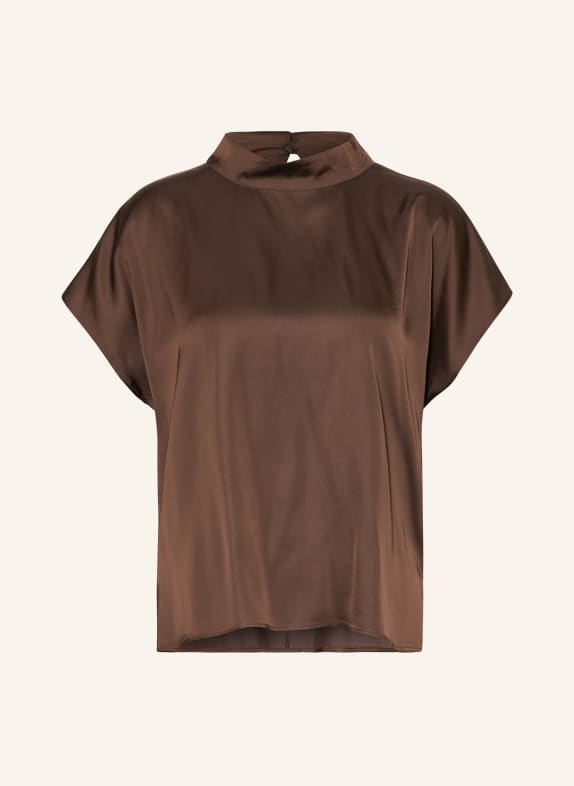 comma Blusenshirt aus Satin DUNKELBRAUN
