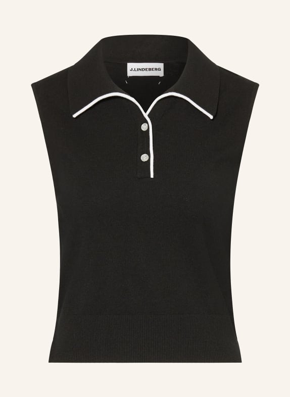 J.LINDEBERG Funktions-Poloshirt SCHWARZ / WEISS