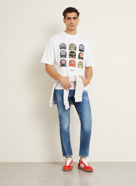 DSQUARED2 Tricou ALB / OLIV / ALBASTRU ÎNCHIS