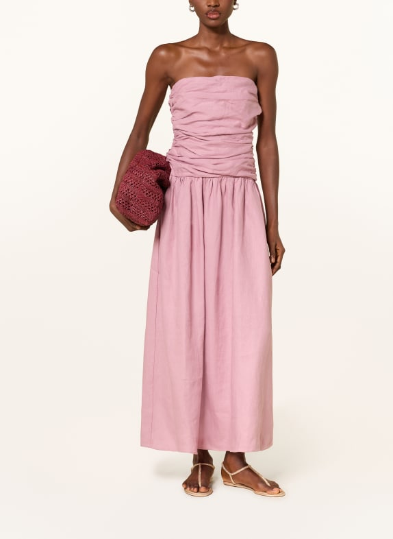 FAITHFULL THE BRAND Off-Shoulder-Kleid SACHA aus Leinen ROSA