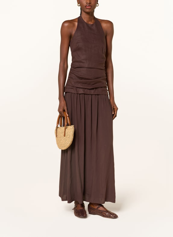 FAITHFULL THE BRAND Leinenkleid TALI DUNKELBRAUN