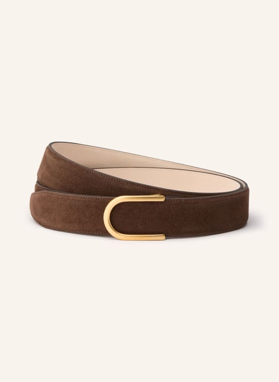 GOLDFELS leather belt BROWN / GOLD