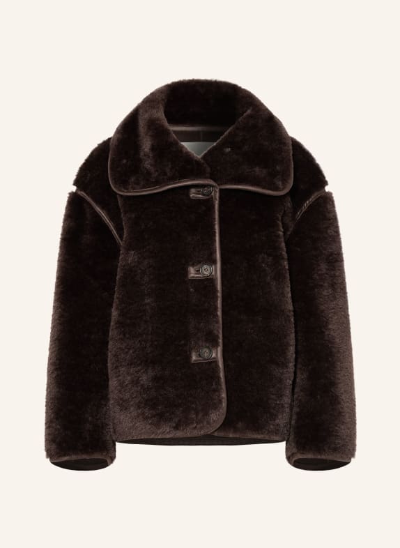 ARKET Kunstfell-Jacke DUNKELBRAUN