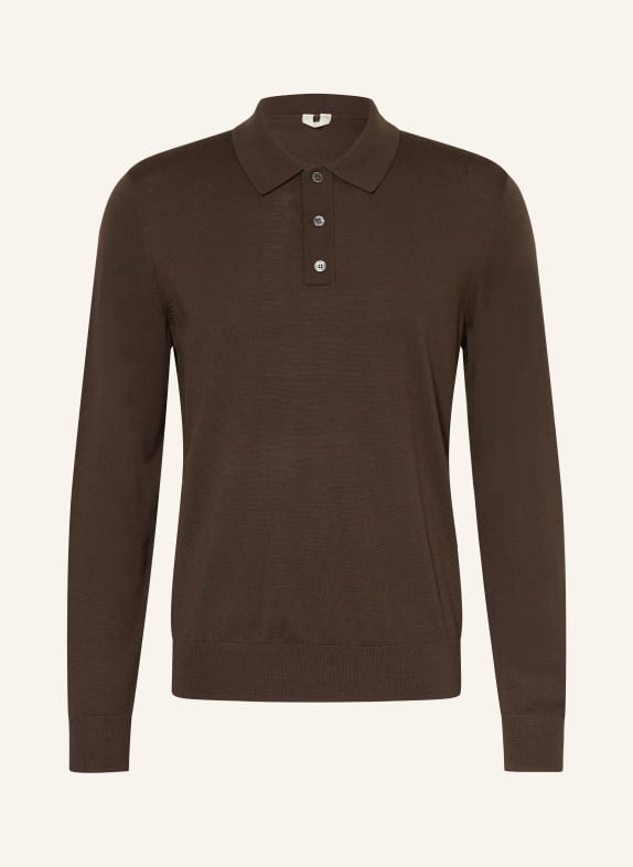 ARKET Strick-Poloshirt aus Merinowolle DUNKELBRAUN