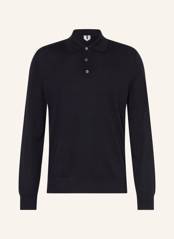 ARKET Strick-Poloshirt aus Merinowolle DUNKELBLAU