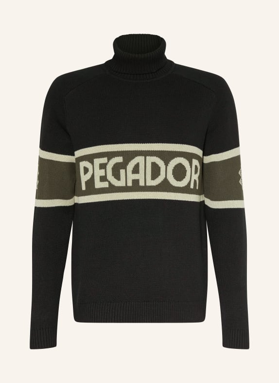 PEGADOR Rollkragenpullover LUGANO SCHWARZ / DUNKELBRAUN / CREME