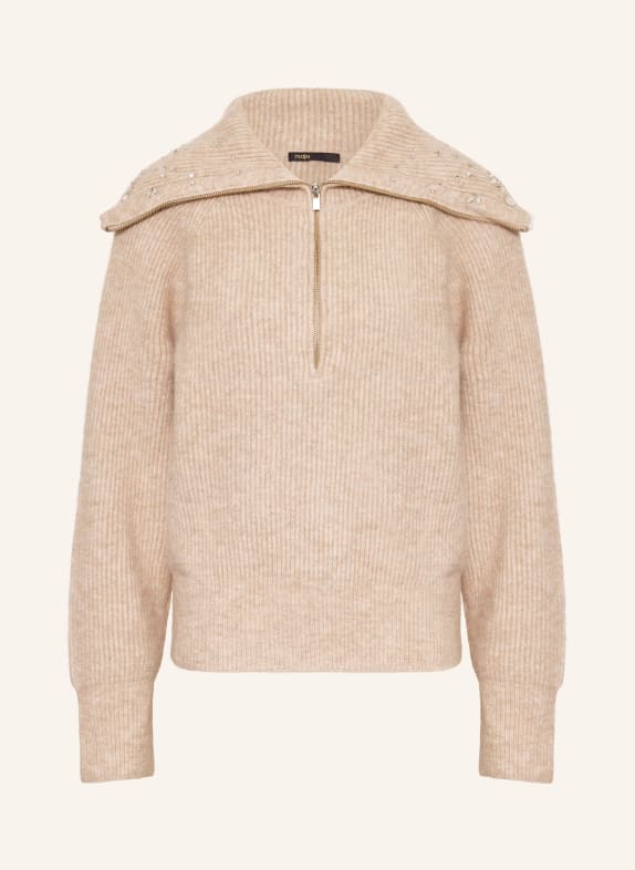 maje Troyer mit Schmucksteinen BEIGE / SILBER