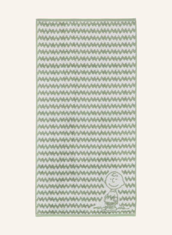 VOSSEN Handtuch CHARLIE BROWN HELLGRÜN / WEISS