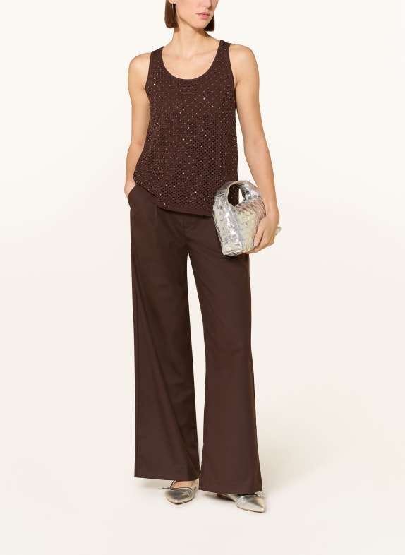 Joseph Ribkoff Gebreide top met strass-steentjes MARRON FONCÉ / ZILVER
