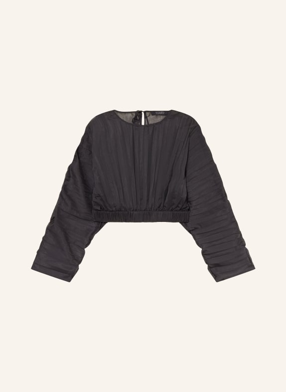 ALLSAINTS Cropped-Blusenshirt MICAELA mit Plissees SCHWARZ