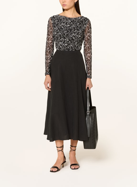 Phase Eight Longsleeve TAMMY van mesh ZWART / WIT