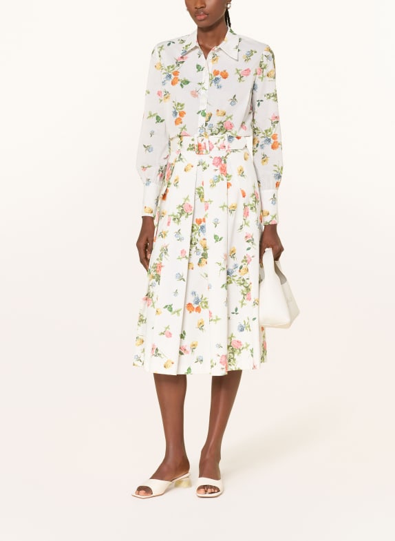 THE ABITO pleated skirt WHITE / LIGHT RED / GREEN