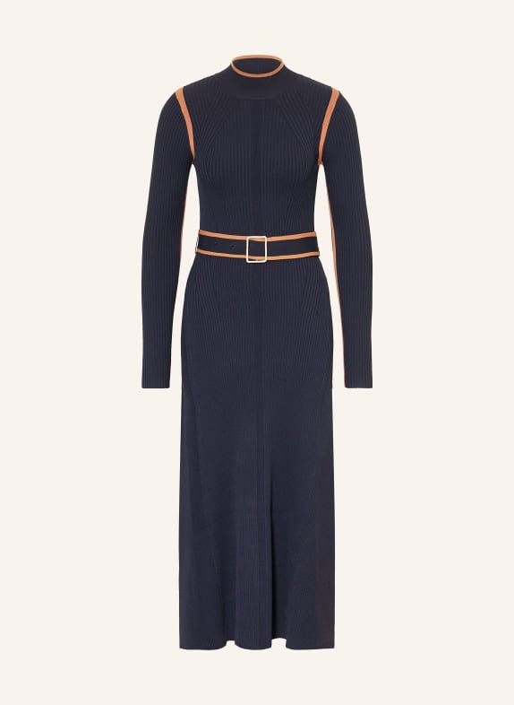 REISS Strickkleid ELLA DUNKELBLAU / COGNAC