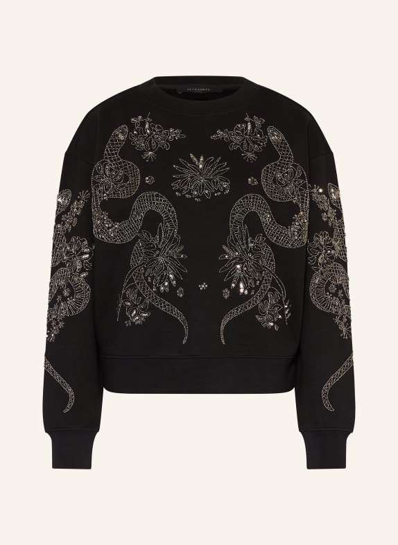 ALLSAINTS Sweatshirt CECILE PIPPA mit Schmuckperlen und Pailletten SCHWARZ / PLATIN