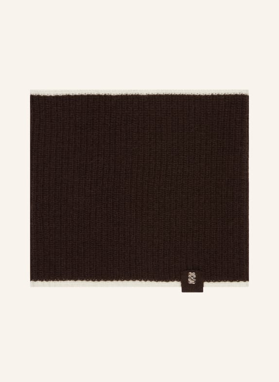 SANDRO Loop-Schal DUNKELBRAUN / WEISS