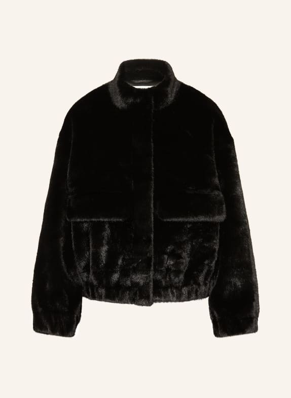 ba&sh Kunstfell-Jacke PAROS SCHWARZ