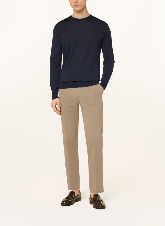 JOHN SMEDLEY Trui van merinowol DONKERBLAUW