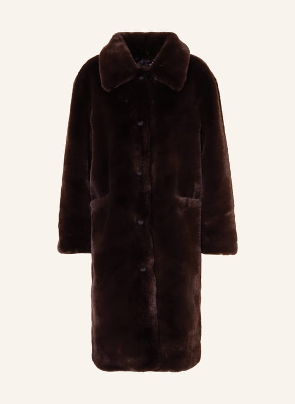 ALLSAINTS Kunstfell-Mantel SORA DUNKELBRAUN