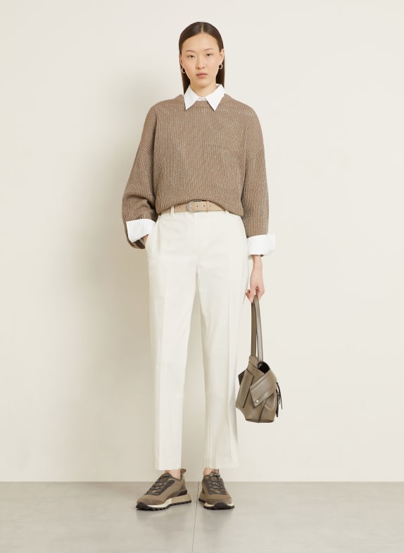 BRUNELLO CUCINELLI Broek met sieradenparels CRÈME
