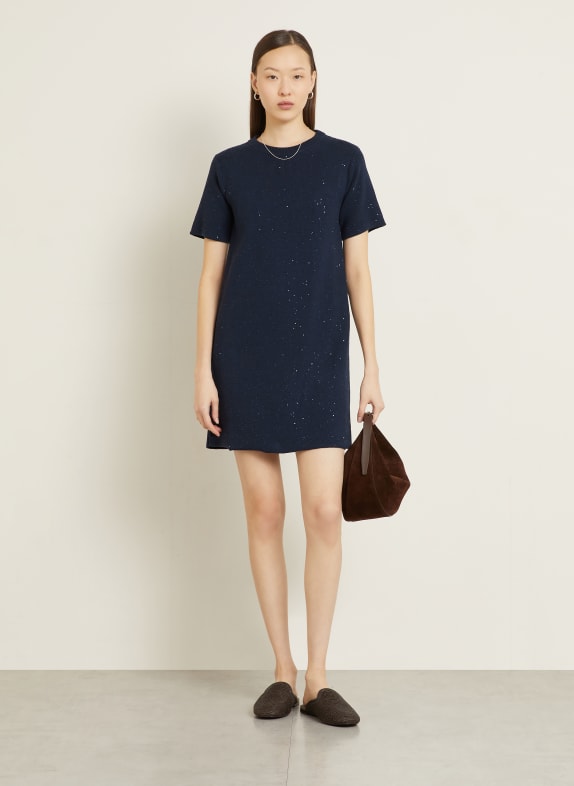 BRUNELLO CUCINELLI Strickkleid mit Pailletten DUNKELBLAU