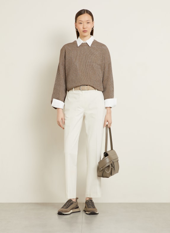 BRUNELLO CUCINELLI Trui met glittergaren TAUPE / ZILVER