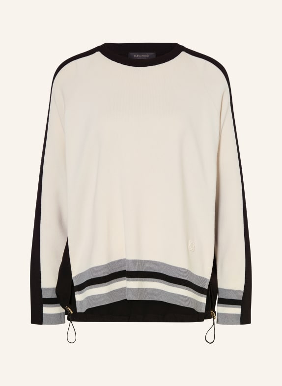 ELENA MIRO Pullover im Materialmix CREME / SCHWARZ